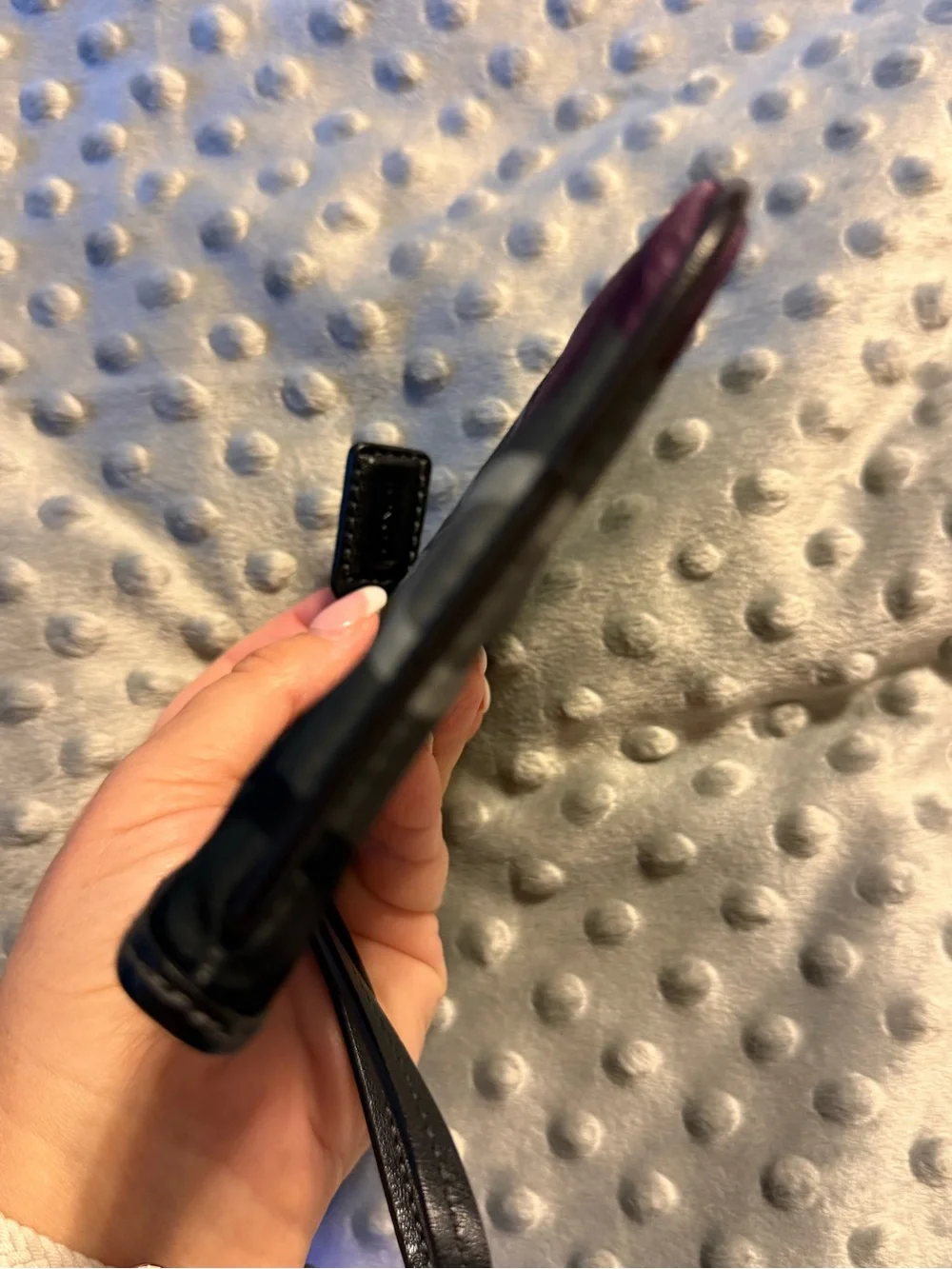 Coach Black Gray and Purple Signature Wristlet